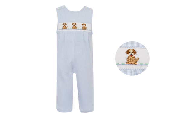 Anavini - Puppies Boy's Blue Knit Check Long Jon Jon