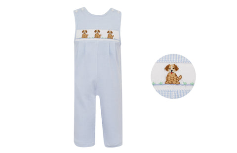 Anavini - Puppies Boy's Blue Knit Check Long Jon Jon