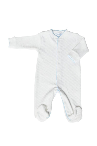 Nellapima - White Milano Footie With Blue Trim