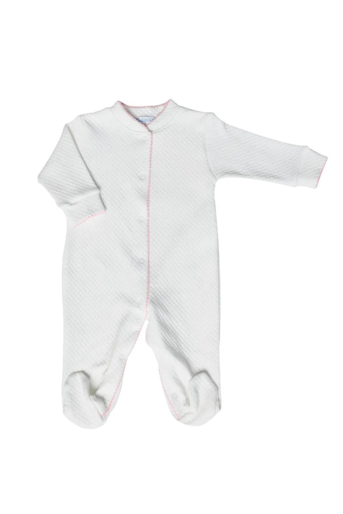 Nellapima - White Milano Footie With Pink Trim