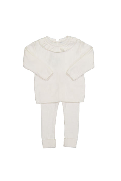 Feltman Brothers - Ivory Ruffle Collar Ribbed Knit Set