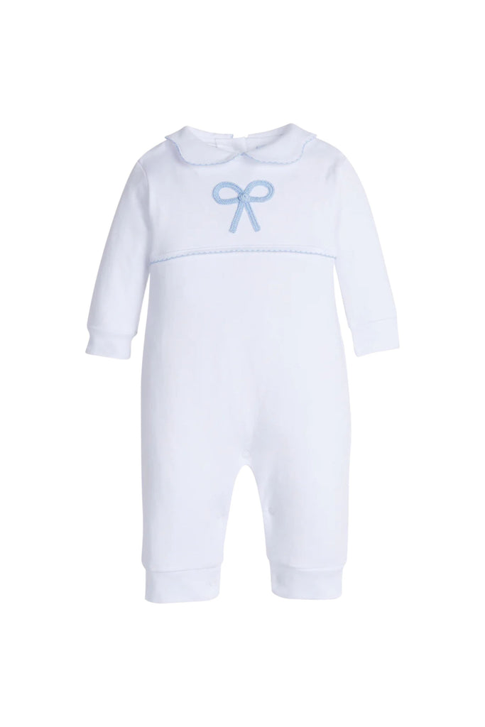 Little English - Blue Bow Crochet Playsuit