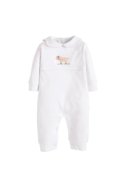 Little English - Sheep Crochet Playsuit - White/Pink