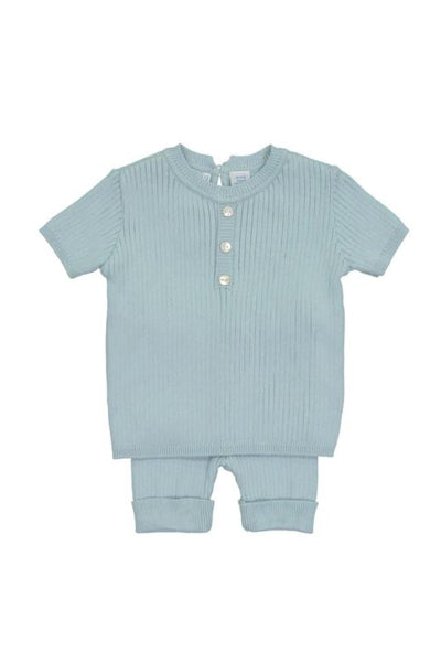 Feltman Brothers - Light Blue Mock Button Short Ribbed Set