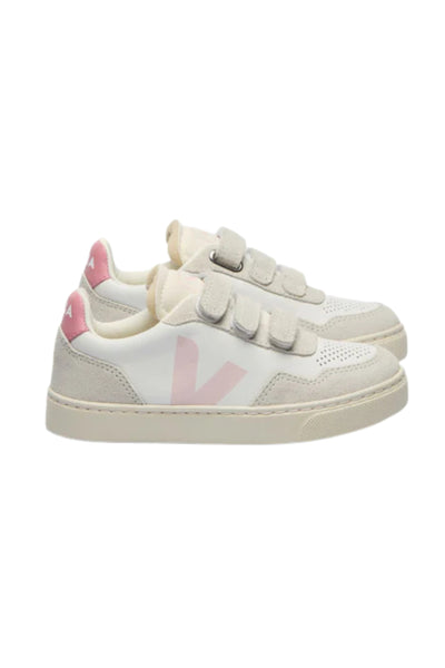 Veja - White and Pink Petale V Tennis Shoe