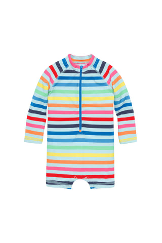 Primary - One-Piece Rash Guard in Rainbow Sky Stripe
