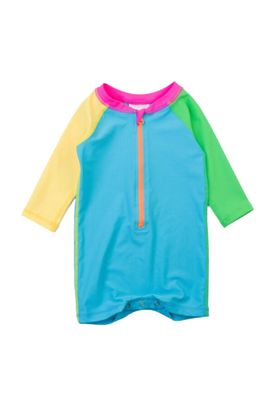 Neon Color Block Long Sleeve Rash Guard