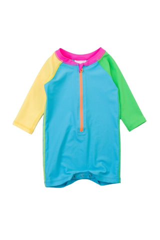 Neon Color Block Long Sleeve Rash Guard