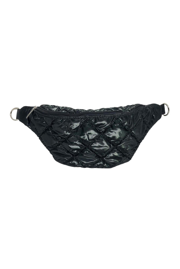 Bari Lynn - Black Quilted Puff Waist Bag