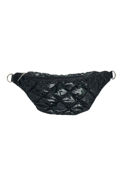 Bari Lynn - Black Quilted Puff Waist Bag