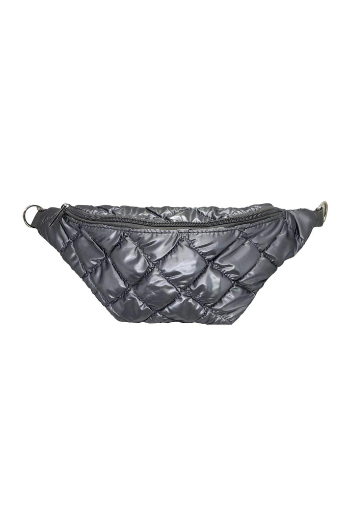 Bari Lynn - Silver Quilted Puff Waist Bag