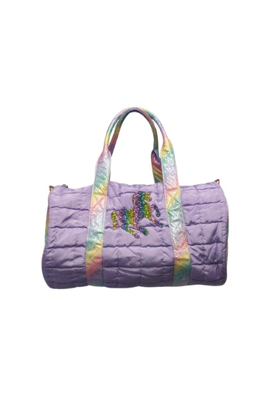 Bari Lynn - Quilted Lavender Shimmer Patched Duffel