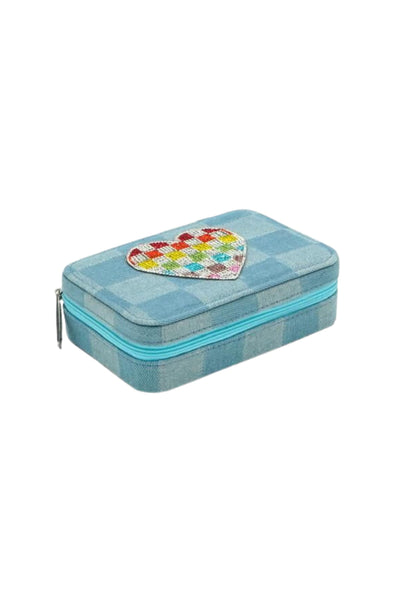 Bari Lynn - Denim Check Heart Jewelry Box