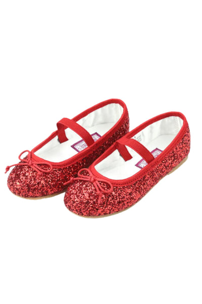 Victoria Glitter Ballet Shoe - Glitter Red