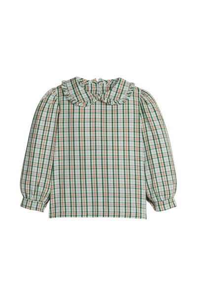 Little English - Mistletoe Tartan Ruffled Peter Pan Blouse
