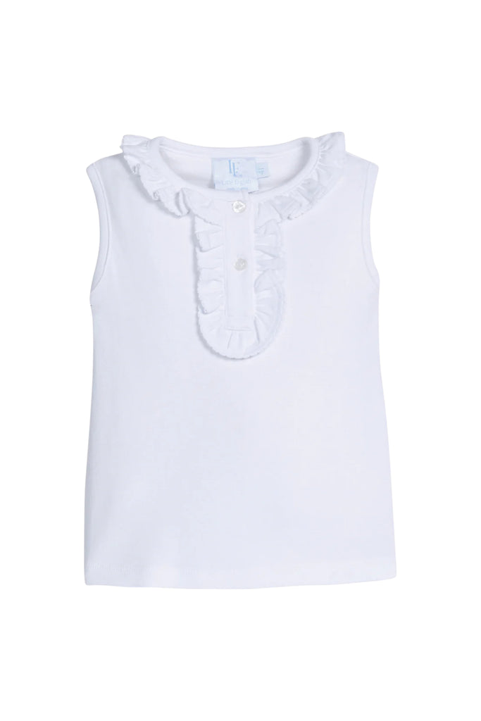Little English - White Ruffled Henley Top