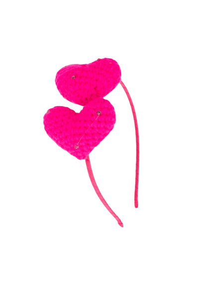 Bari Lynn - Double Crystallized Dark Pink Crochet Heart Headband