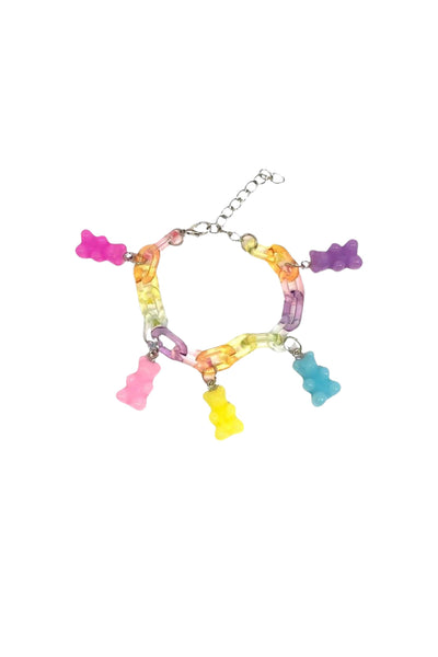 Bari Lynn - Gummy Bear Link Charm Bracelet - Pastel