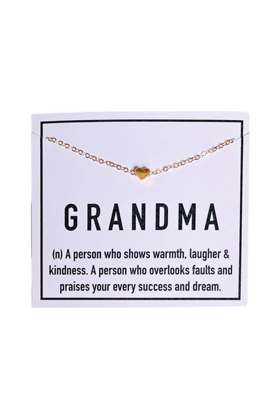 Heart Necklace & Stationery Card - Yellow Gold Grandma