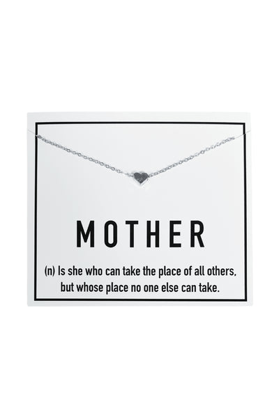 Heart Necklace & Stationery Card - Silver Mother