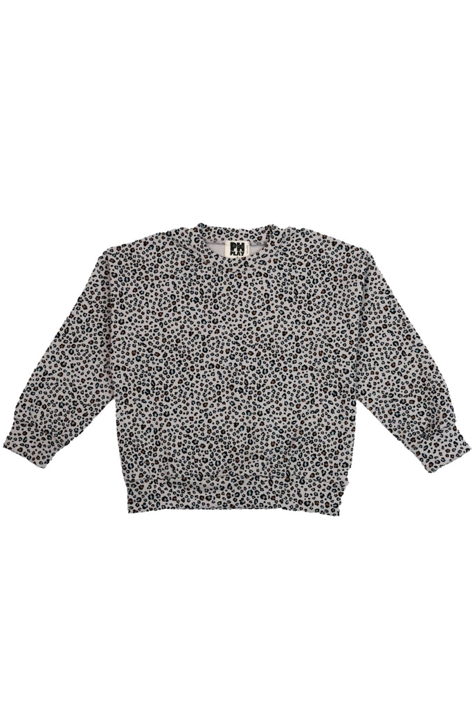 Petite Hailey - Stretch Play Sweatshirt Gray Leopard