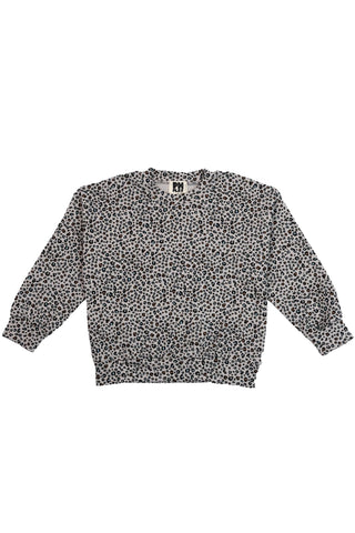 Petite Hailey - Stretch Play Sweatshirt Gray Leopard