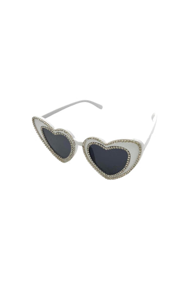 Bari Lynn - Crystal Heart Sunglasses - White