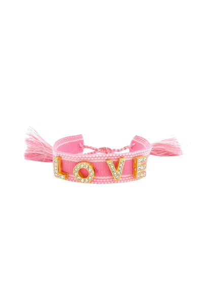 Bari Lynn - "Love" Stone Charms Woven Bracelet