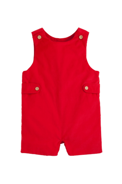 Little English - Red Corduroy Button Tab John John