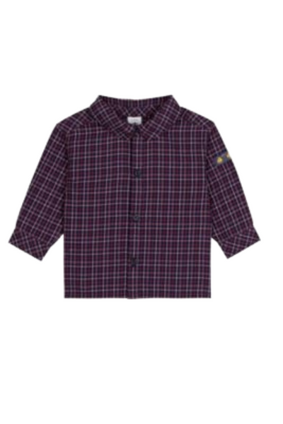 Petit Bateau - Navy & Red L/S Check Shirt